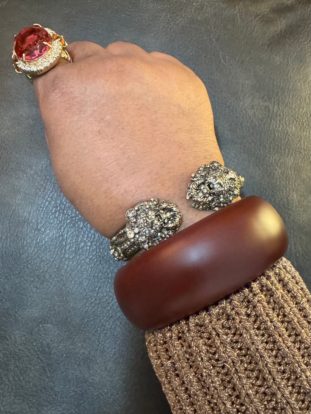 Customer photo review of HEIDI DAUS® “Rooted Elegance” Essential Wood Wide Bangle