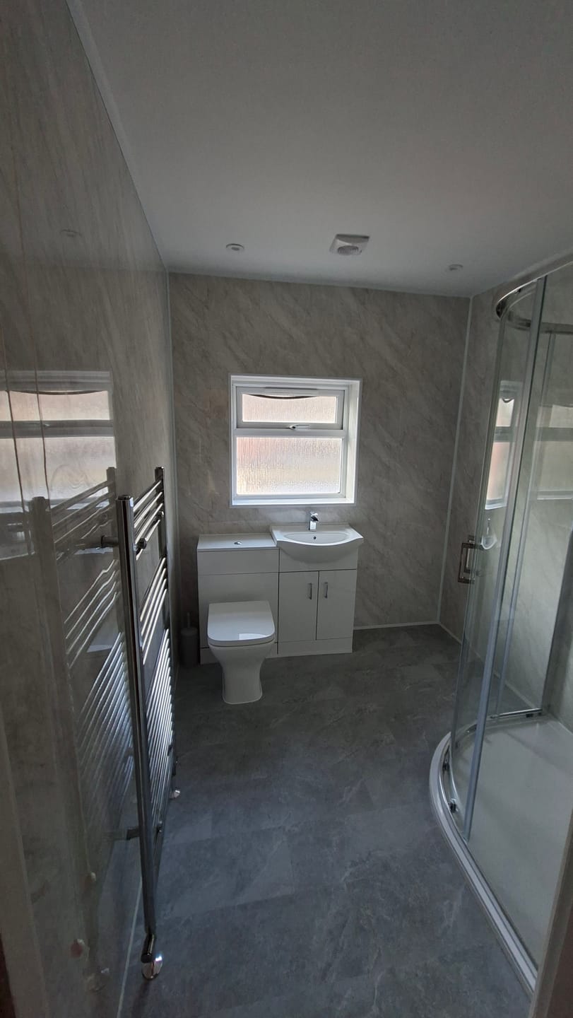 Customer photo review of 10mm Storm Grey Marble Gloss Shower Panel 1M x 2.4M