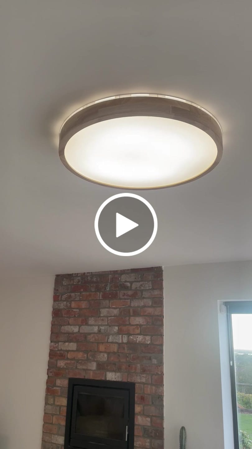 Customer video review of Scandinavian Dimmable Wood LED Flush Mount Light