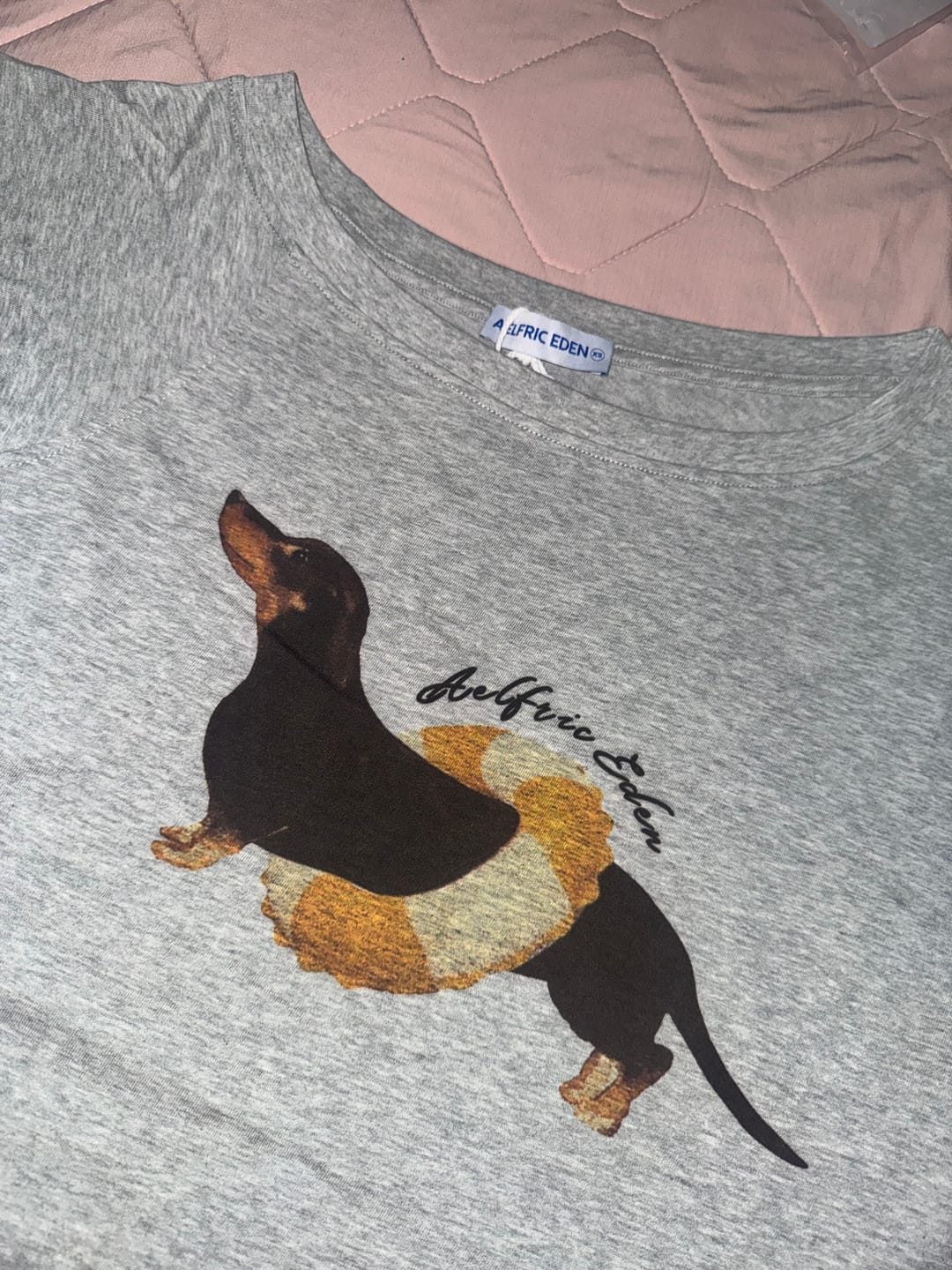 Customer photo review of Aelfric Eden Dachshund Off-The-Shoulder Tee