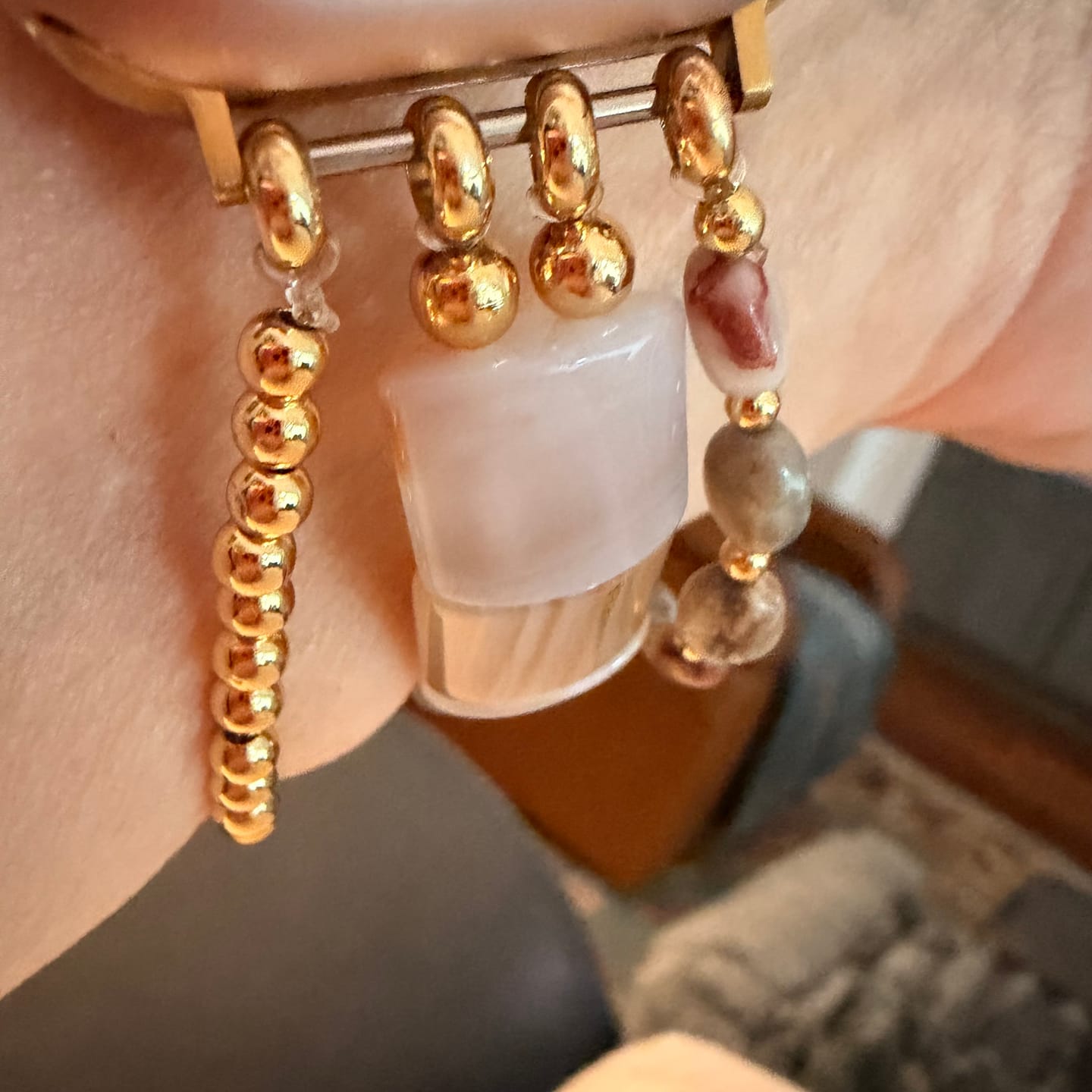 Customer photo review of Golden Hour Agate Stretch Apple Watch Strap