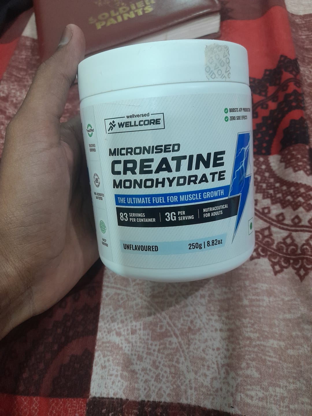 Customer photo review of Wellcore - Micronised Creatine Monohydrate (83 Servings, Unflavoured) + Premium Steel Shaker