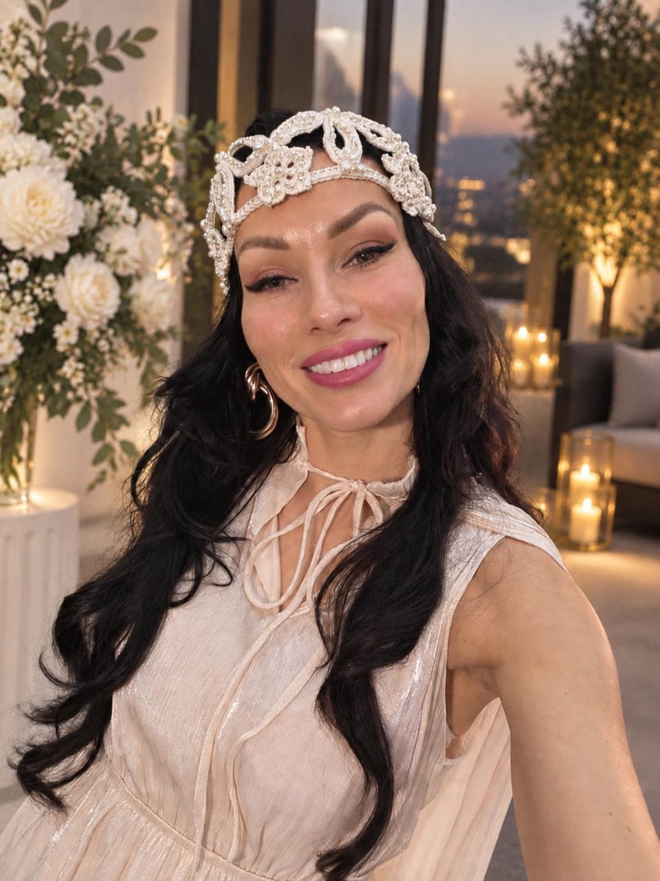 Customer photo review of Flower beanie Joyce with pearls ivory