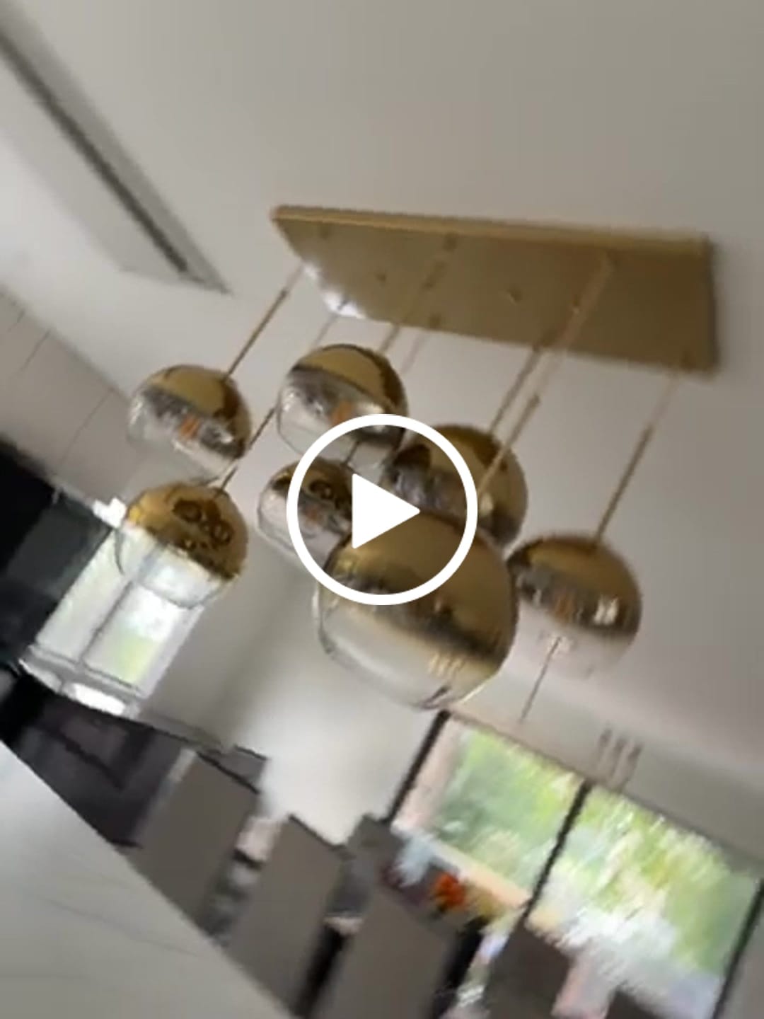 Customer video review of Sculptural 7-Light Multi-globe Ombre Mirror Glass Linear Chandelier