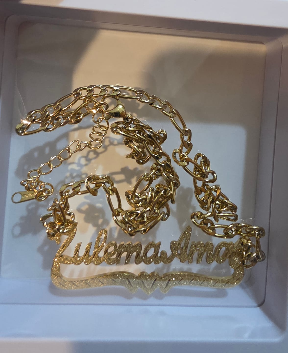 Customer photo review of Kids Diamond Cut Heart Name Necklace
