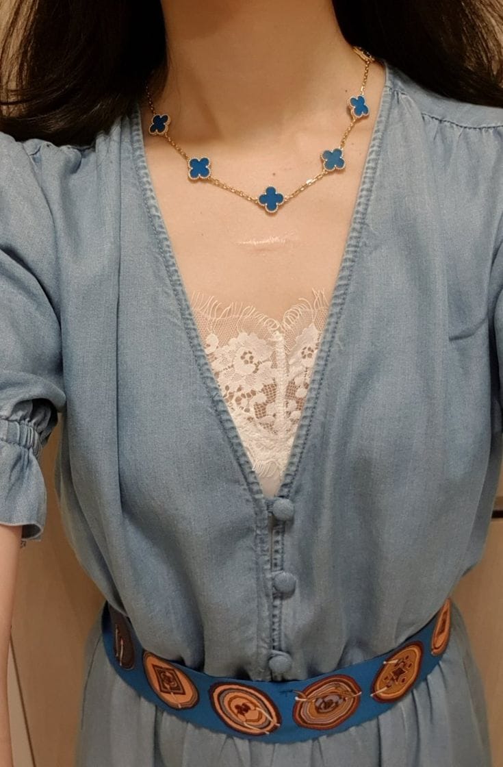 Customer photo review of Clover Leaf Necklace, 925 Silver, 18K Gold Plated, 10 Motifs