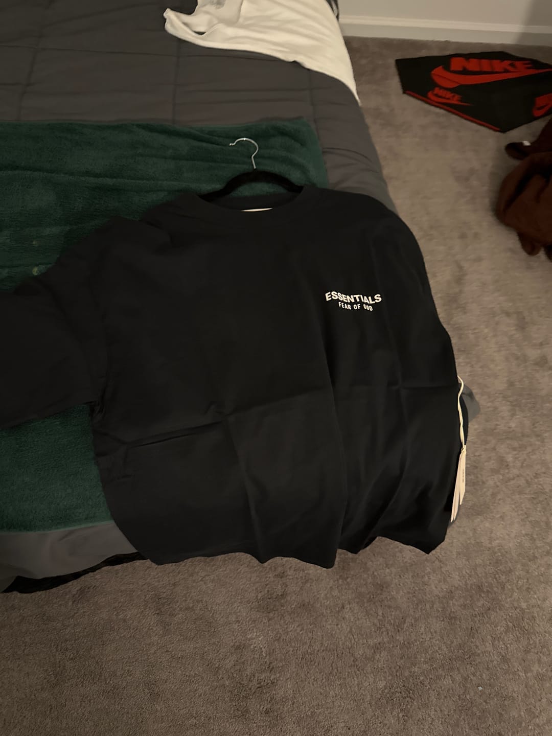 Customer photo review of Fear of God Essentials Jet Black Tee