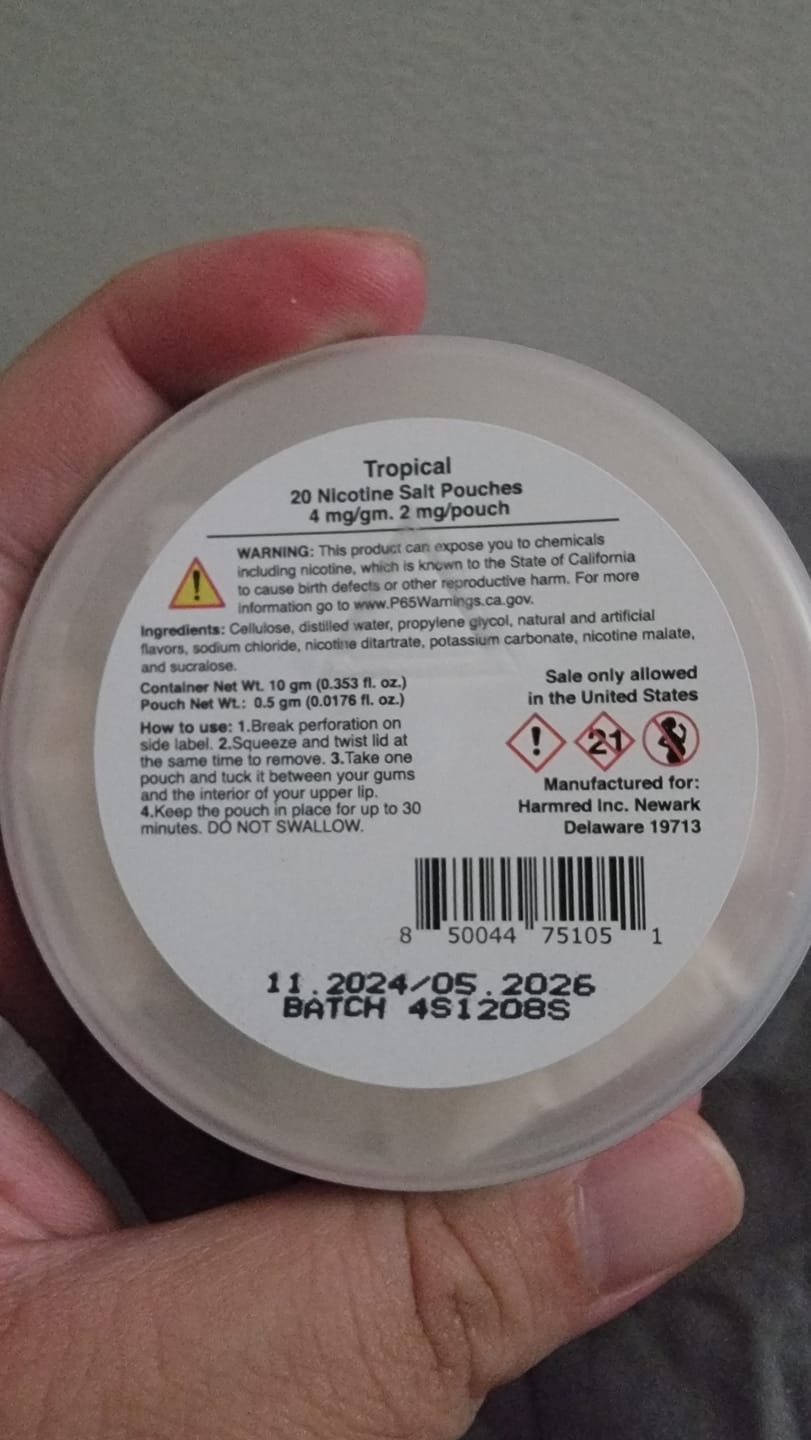 Customer photo review of Tropical Nicotine Pouches