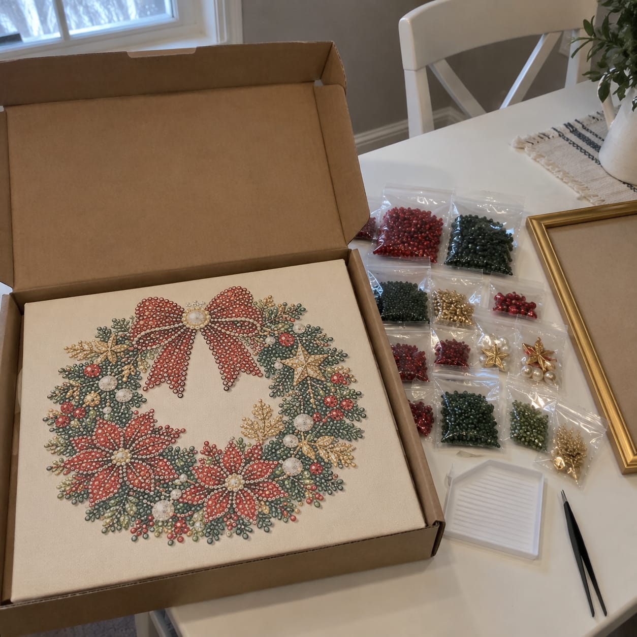 Customer photo review of Christmas Pearl Diamond Painting Kit with Frame