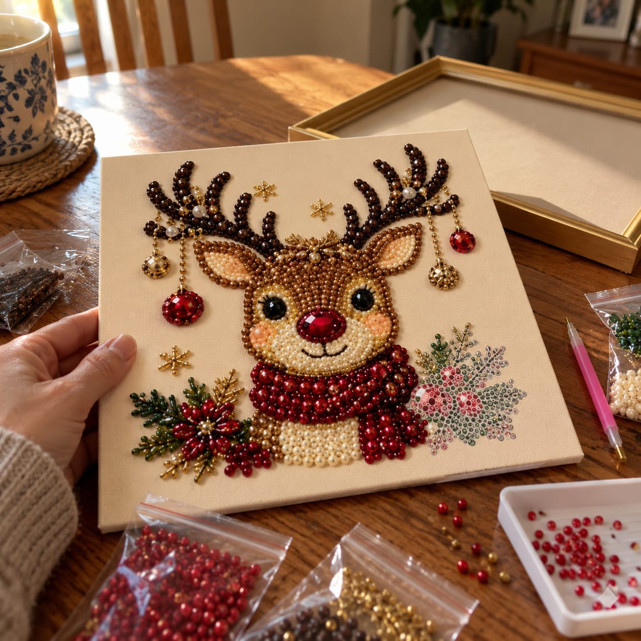 Customer photo review of Christmas Pearl Diamond Painting Kit with Frame