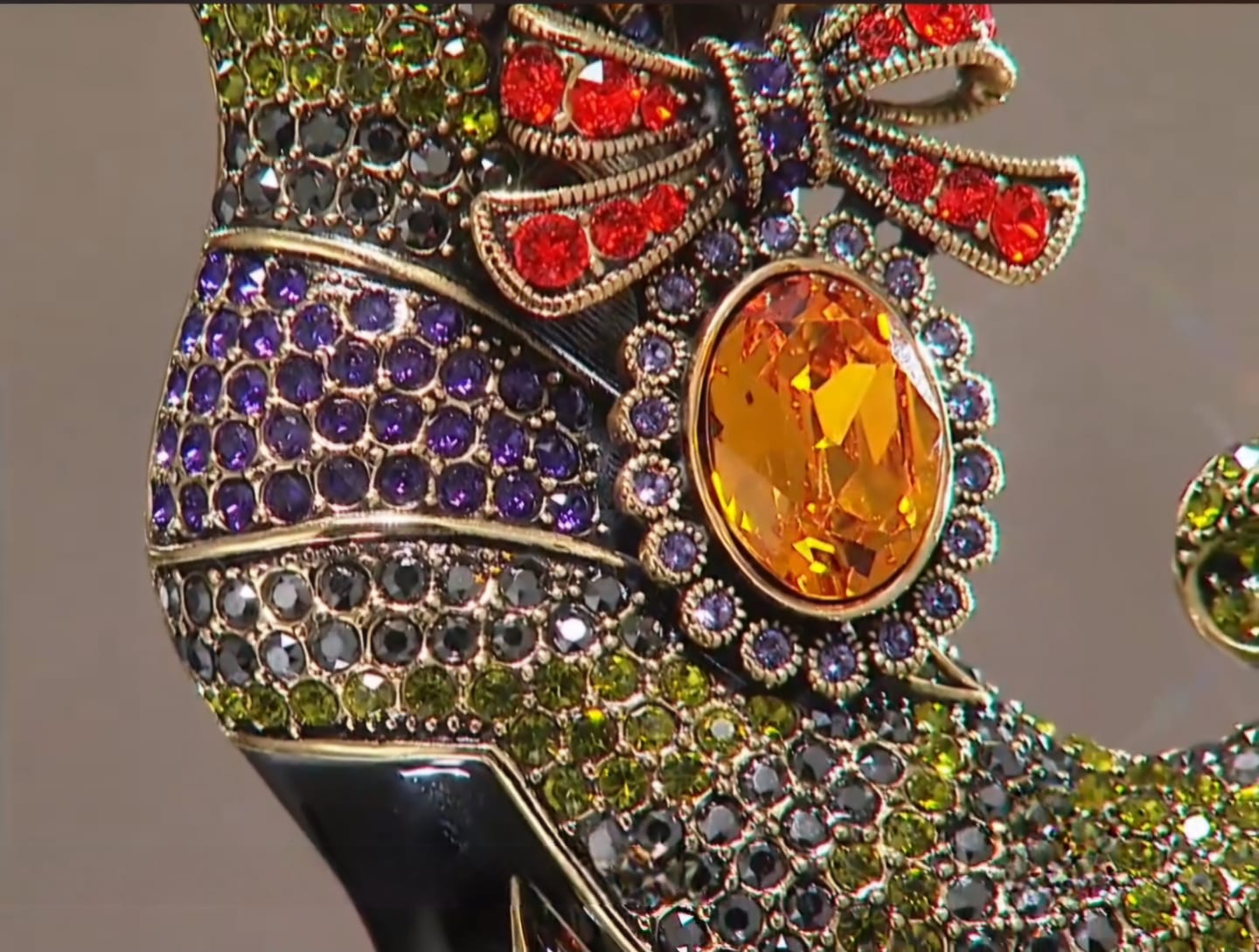 Customer photo review of HEIDI DAUS® "Walk Witch Way" Crystal Halloween Boot Brooch