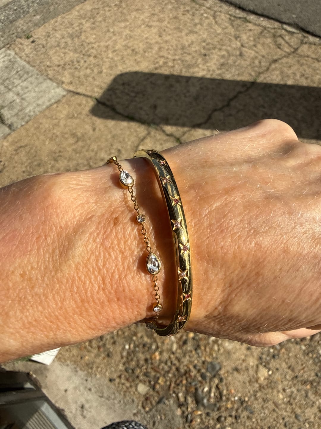 Customer photo review of Amelia Gold Green Star Bangle