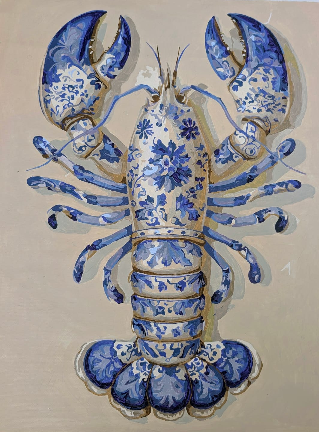 Customer photo review of Delft Lobster | Paint by Number