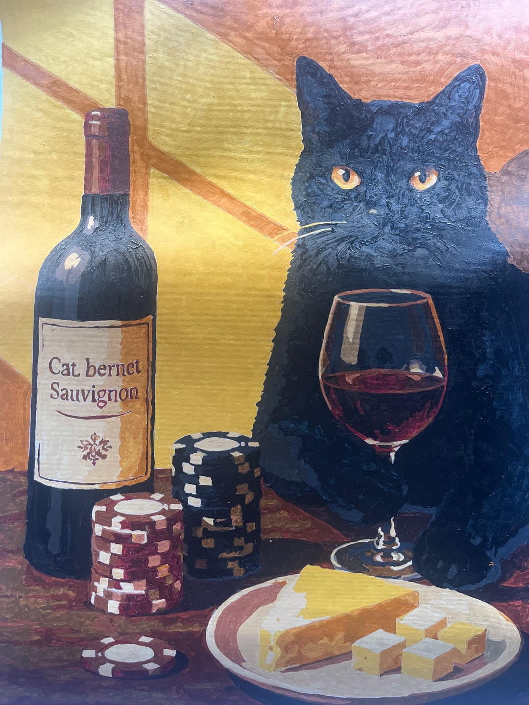 Customer photo review of The Gambler Cat | Paint by Number