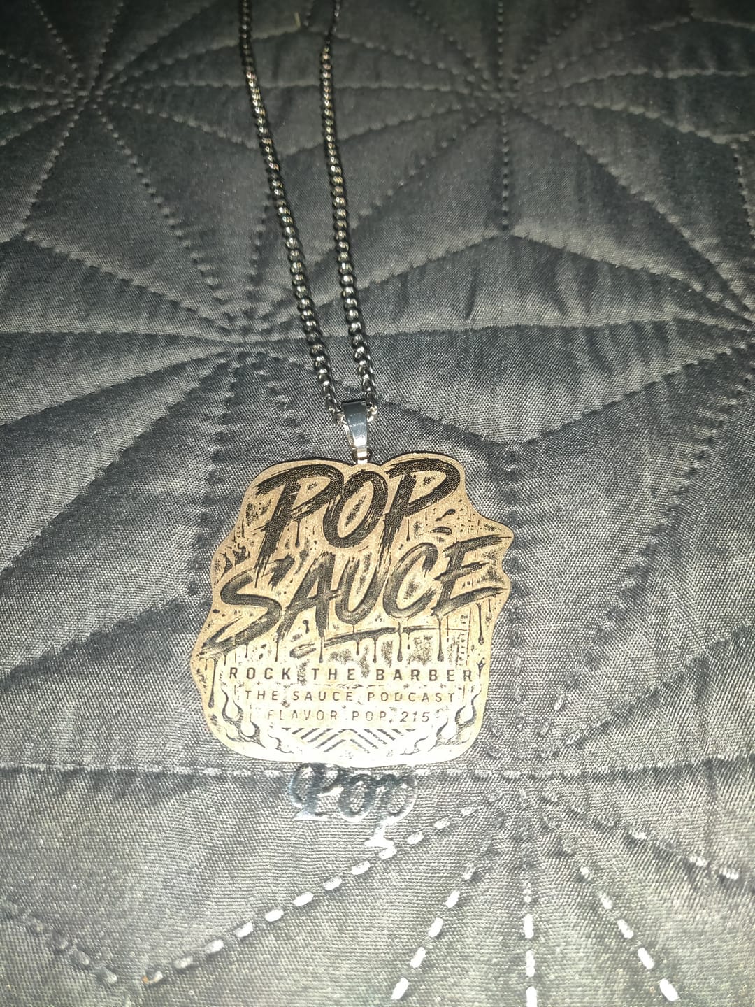 Customer photo review of Custom Logo Engraved Photo Pendant Necklace
