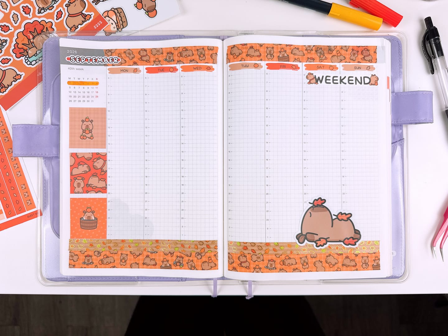Customer photo review of Autumn Capybaras Theme Hobonichi Cousin Weekly Kit (Set of 3)