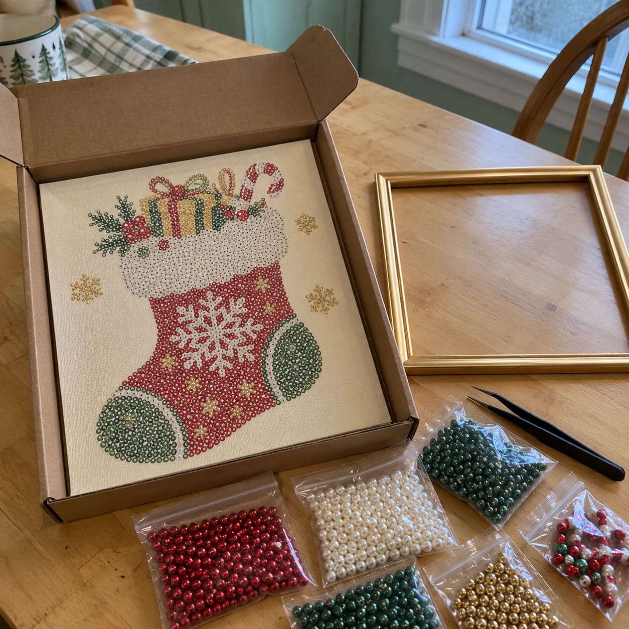 Customer photo review of Christmas Pearl Diamond Painting Kit with Frame