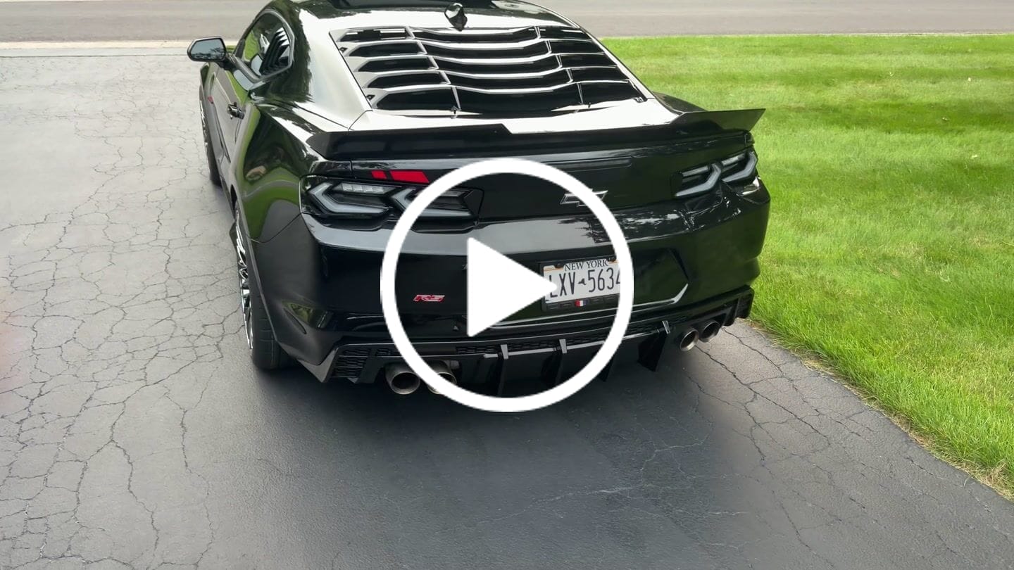 Customer video review of 2016-2025 Chevy Camaro Evo Style Shark Fins Rear Diffuser Quad/Single Tips SS/RS/LT & ZL1 w/ Smoke Reflectors