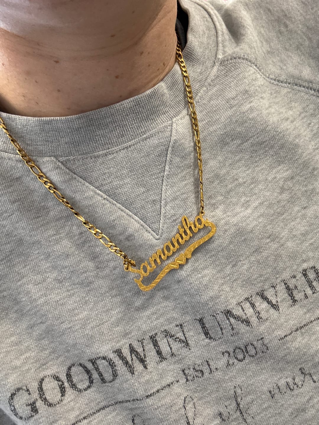 Customer photo review of Diamond Cut Heart Name Necklace