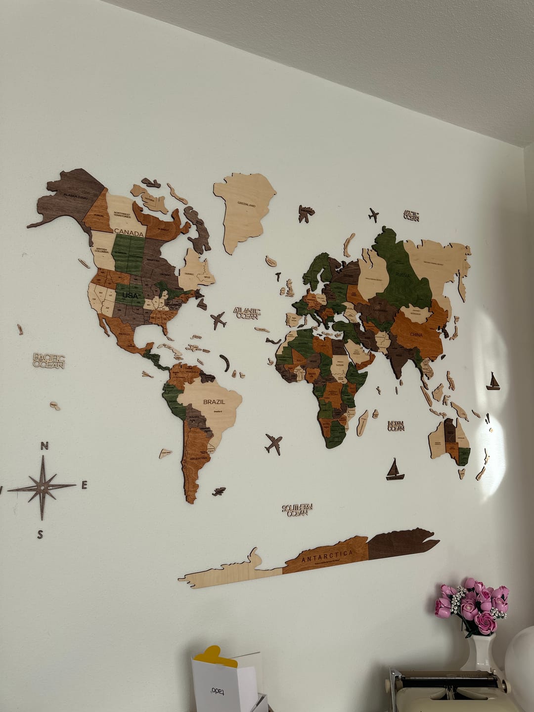 Customer photo review of 3D Wooden World Map Nature