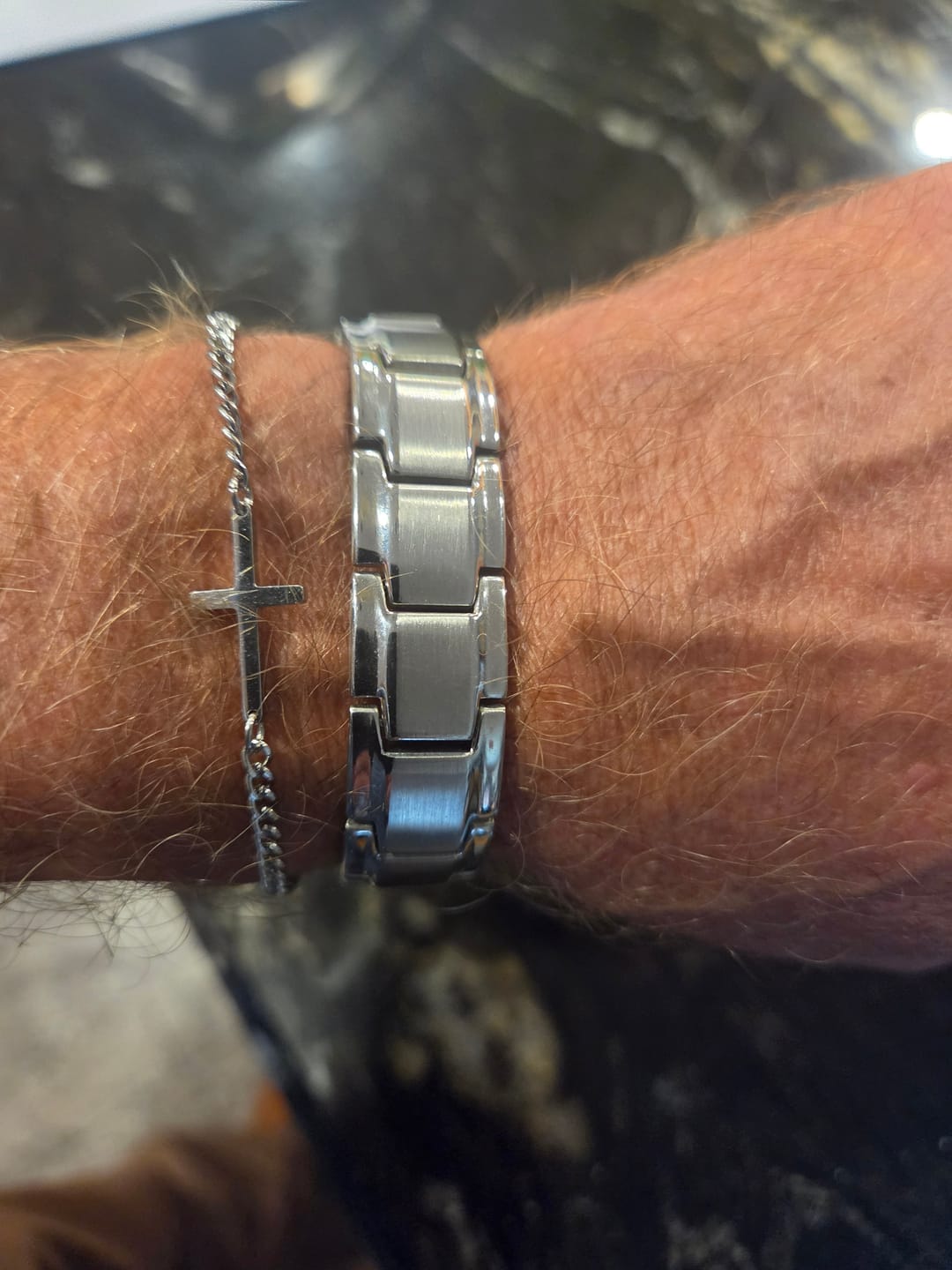 Customer photo review of Silver Cross Bracelet