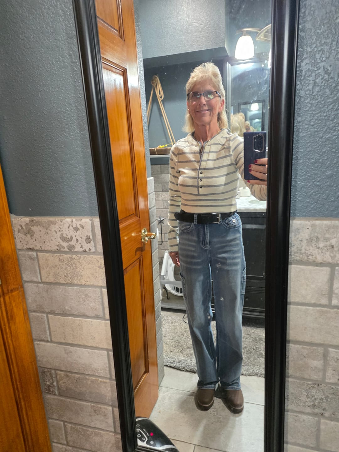 Customer photo review of Stripes in the Details Henley Top