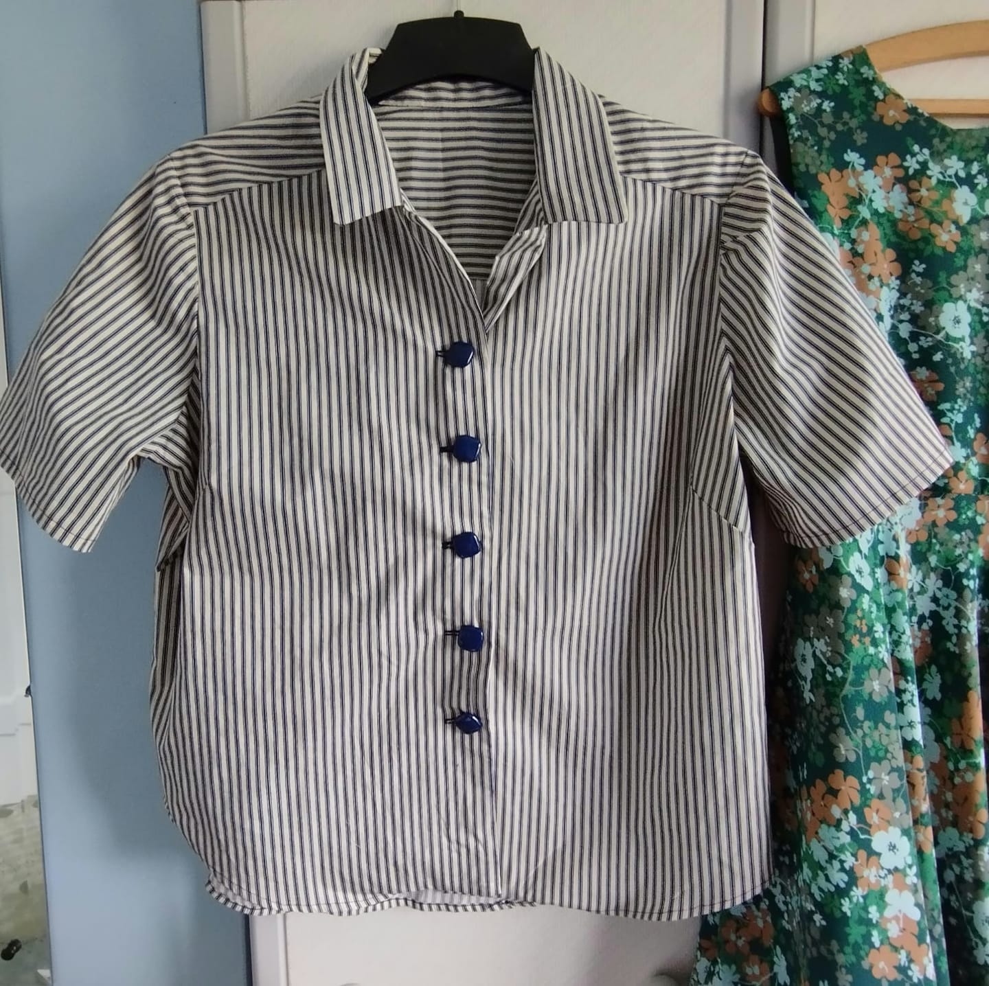 Customer photo review of Ticking Stripes Rose & Hubble Cotton Poplin Fabric