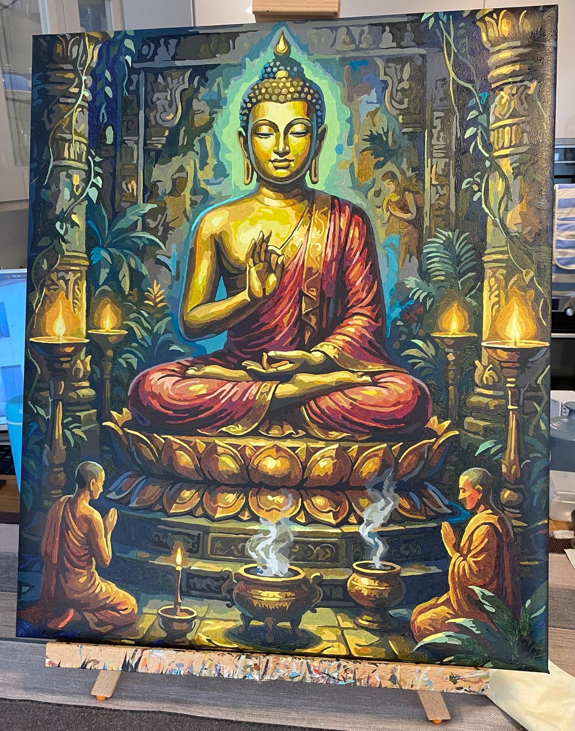 Customer photo review of Golden Buddha Serenity (80 Color Paint by Numbers)