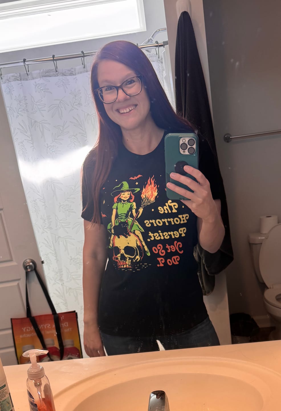 Customer photo review of The Horrors Persist Yet So Do I Tee
