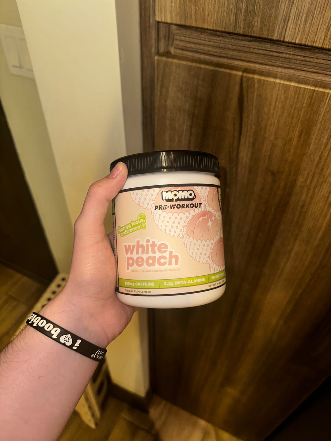 Customer photo review of MOMO® Pre-Workout | White Peach | 40 Scoops