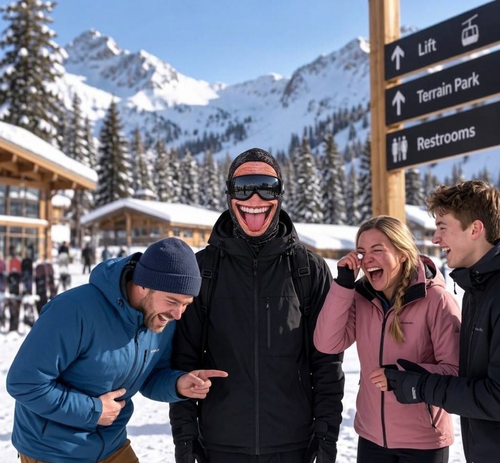 Customer photo review of Funny Face Balaclava Ski Mask – Realistic Winter Snowboard Mask
