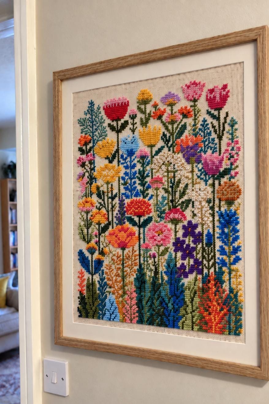 Customer photo review of Cross Stitch Kit - Vintage Botanical Wildflowers