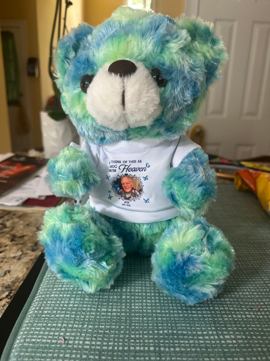 Customer photo review of Think Of This Is A Hug From Heaven - Personalized Memorial Teddy Bear