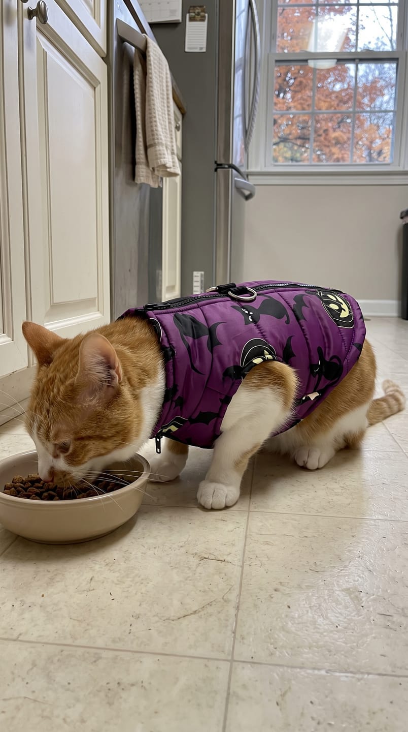 Customer photo review of Warm Whiskers Halloween Pet Vest