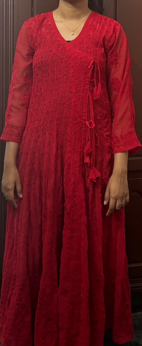 Customer photo review of Red Long Georgette Angarakha