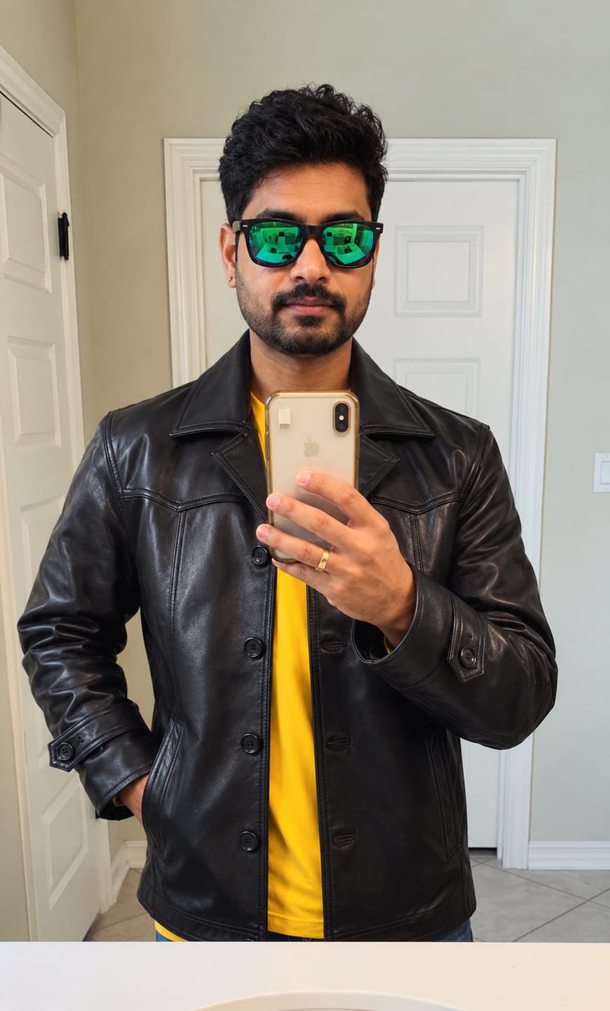Customer photo review of Lunar Black Leather Blazer Coat For Men