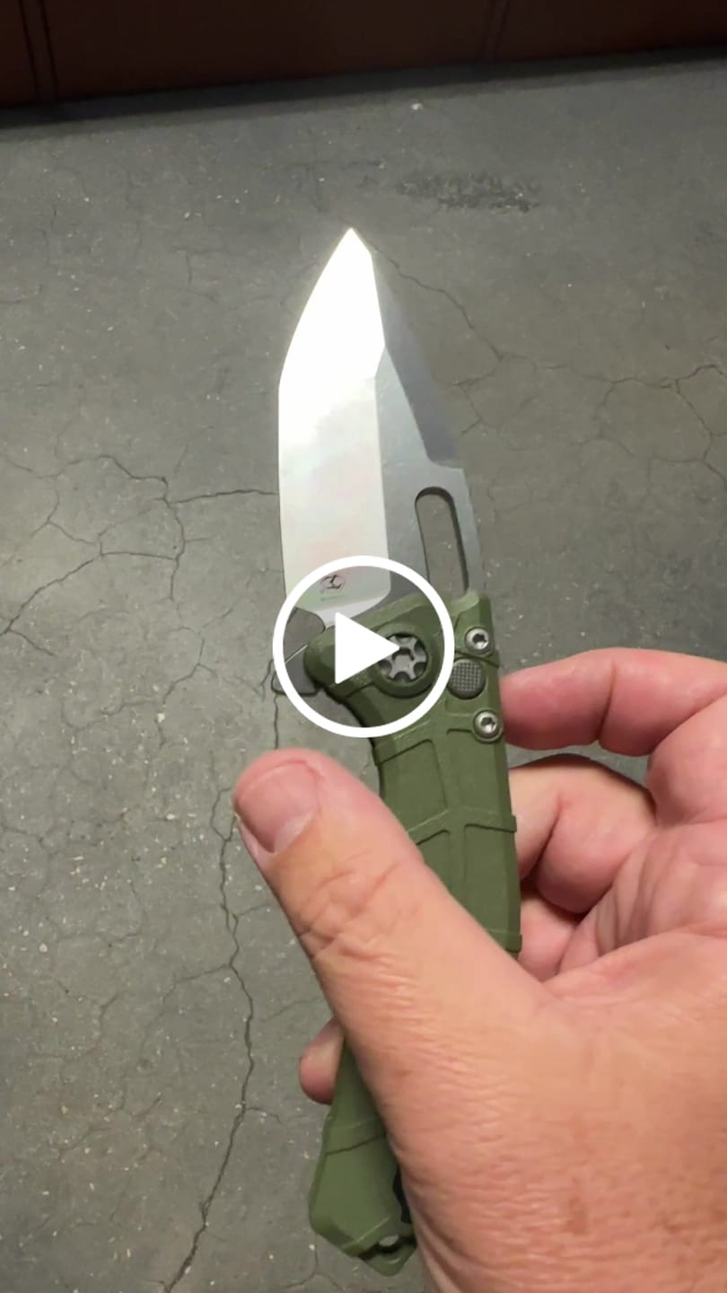 Customer video review of Heretic Martyr Manual Tanto 3.4" MagnaCut Stonewash, OD Green Polymer Chassis - Made in USA (H057-2A-GRN)