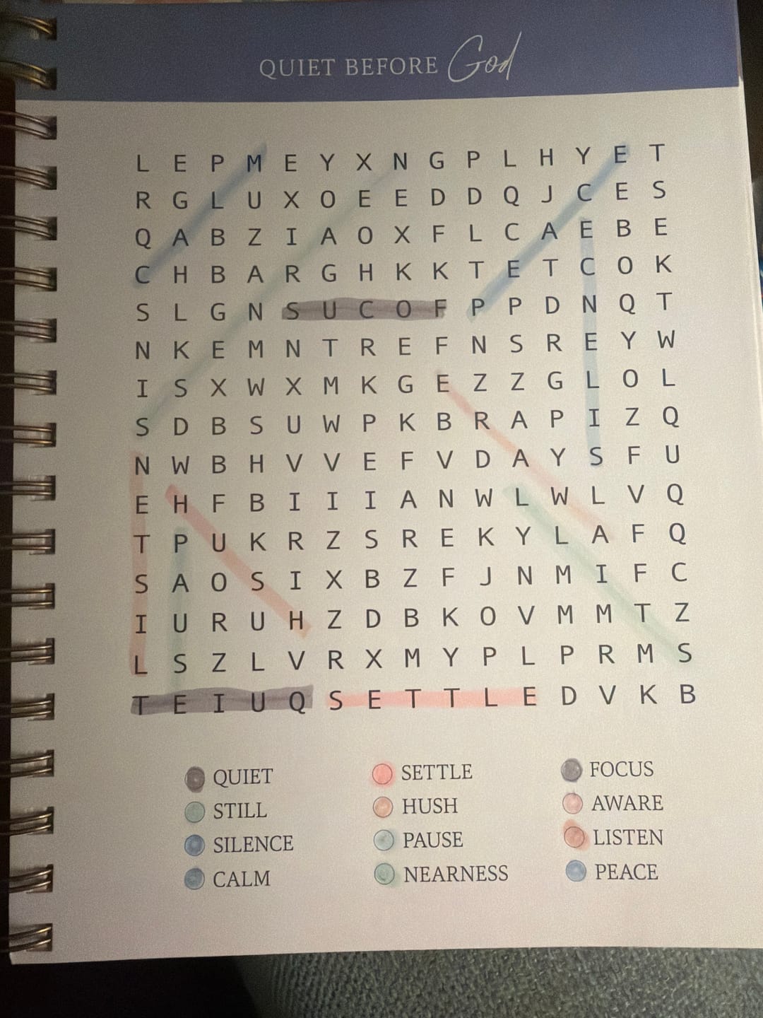 Customer photo review of Be Still: Word Search Devotional for Peace & Rest in God
