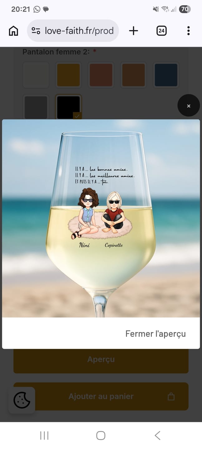 Customer photo review of Santé ! - Verre à vin personnalisé pour meilleures amies