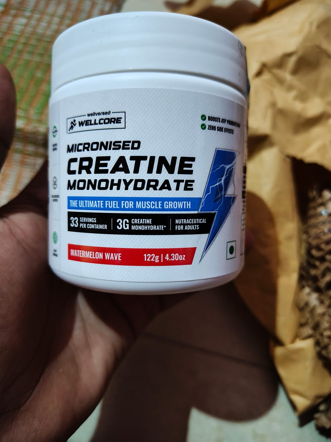 Customer photo review of Wellcore - Pure Micronised Creatine Monohydrate | Watermelon Wave (122g, 33 servings)