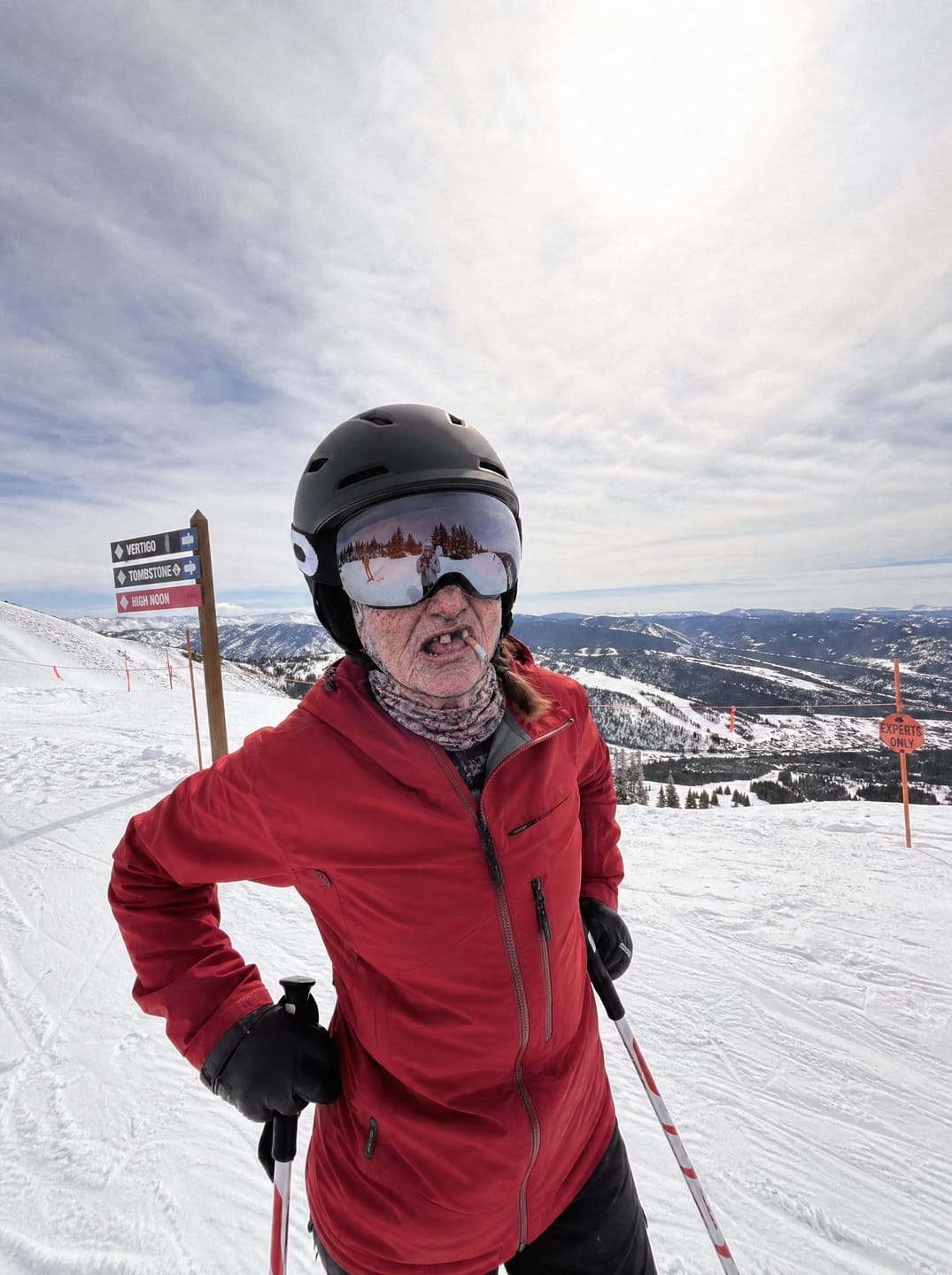 Customer photo review of Funny Face Balaclava Ski Mask – Realistic Winter Snowboard Mask
