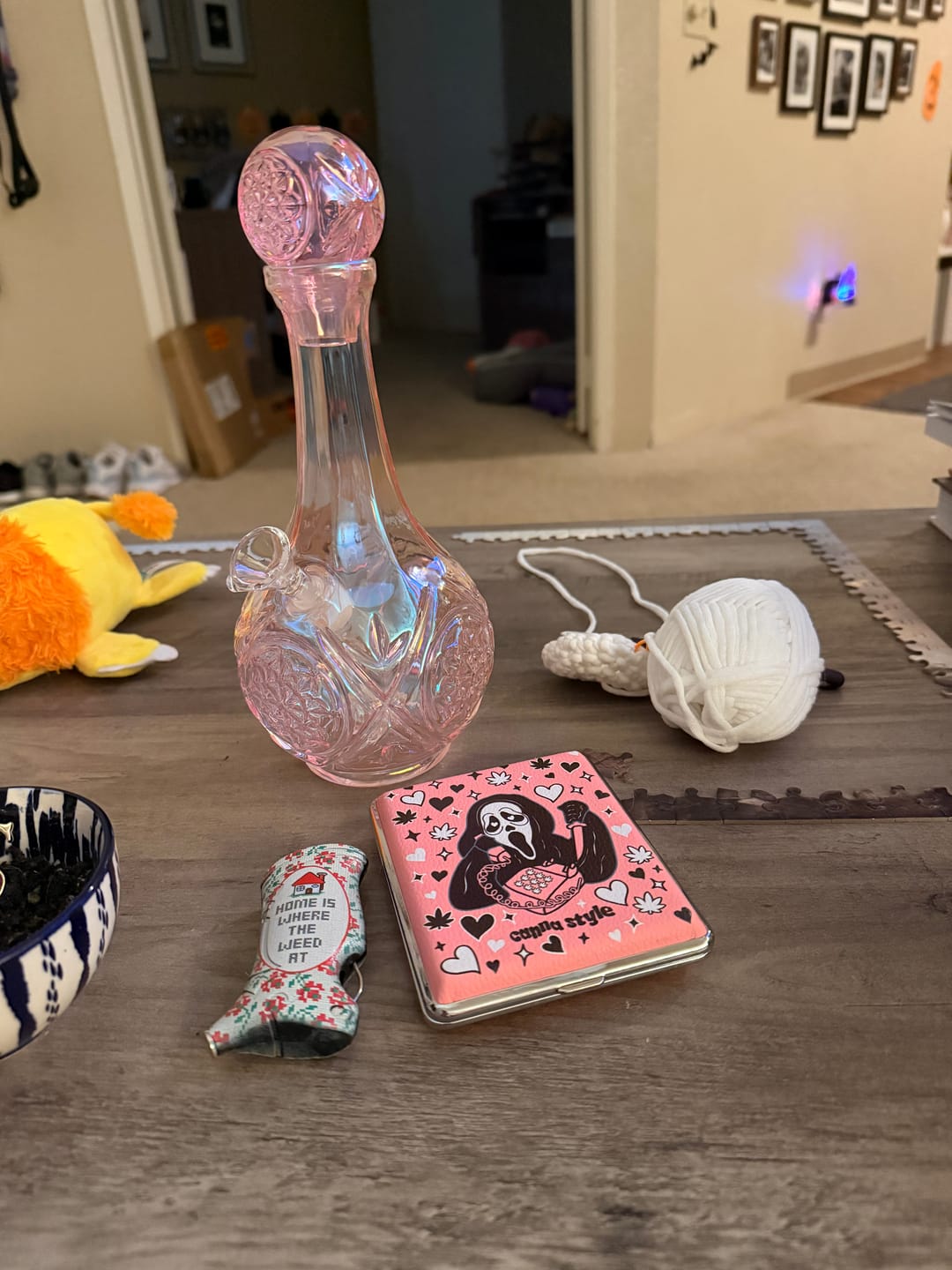 Customer photo review of DECANTER BONG - PINK IRIDESCENT