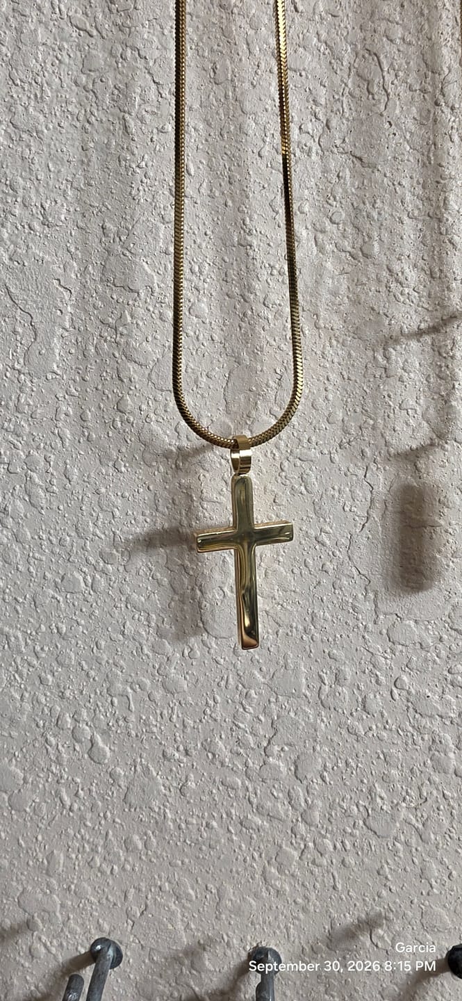 Customer photo review of Classic Cross & Square Chain