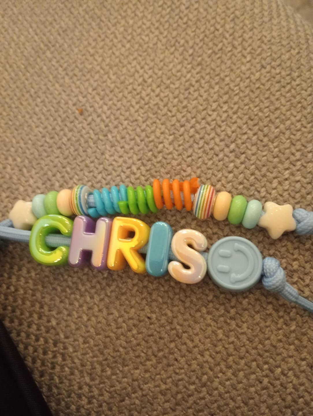 Customer photo review of Solushes Personalized Beaded Name Keychain