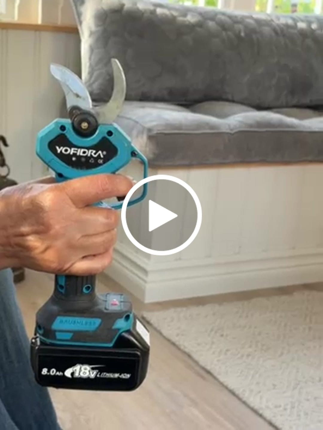 Customer video review of YOFIDRA 32mm Brushless Digital Pruning Shears (2-Speed) - Compatible with Makita 18V Battery