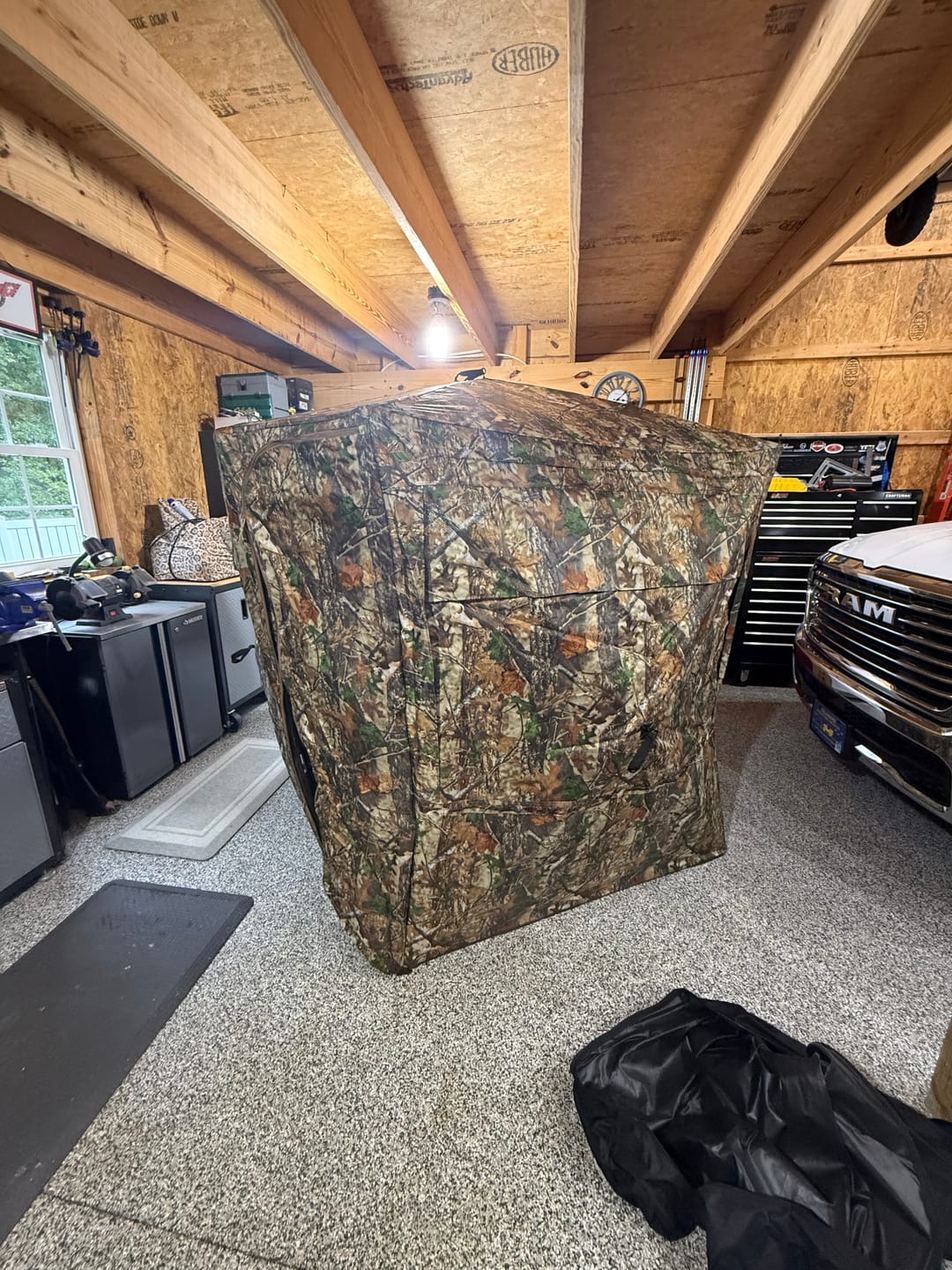 Customer photo review of VisTall 360 See-Through Ground Blind | 75-Inch 3 Person Pop Up Deer Blind with No-Trip Door | Portable Camo Hunting Blind with Blackout Curtain for Whitetail Deer Hunting
