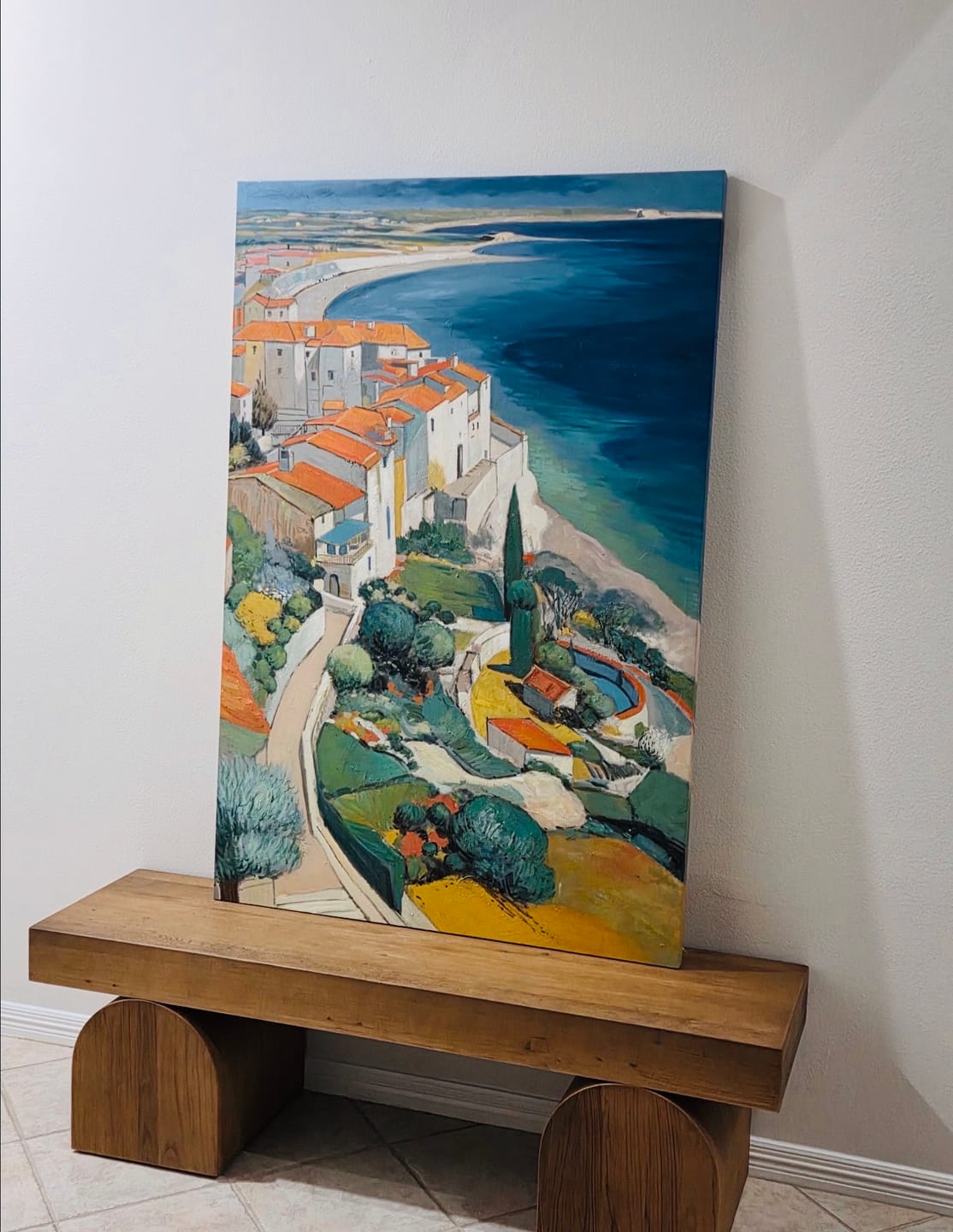 Customer photo review of Hand-Painted Coastal Town Art #ABSV42