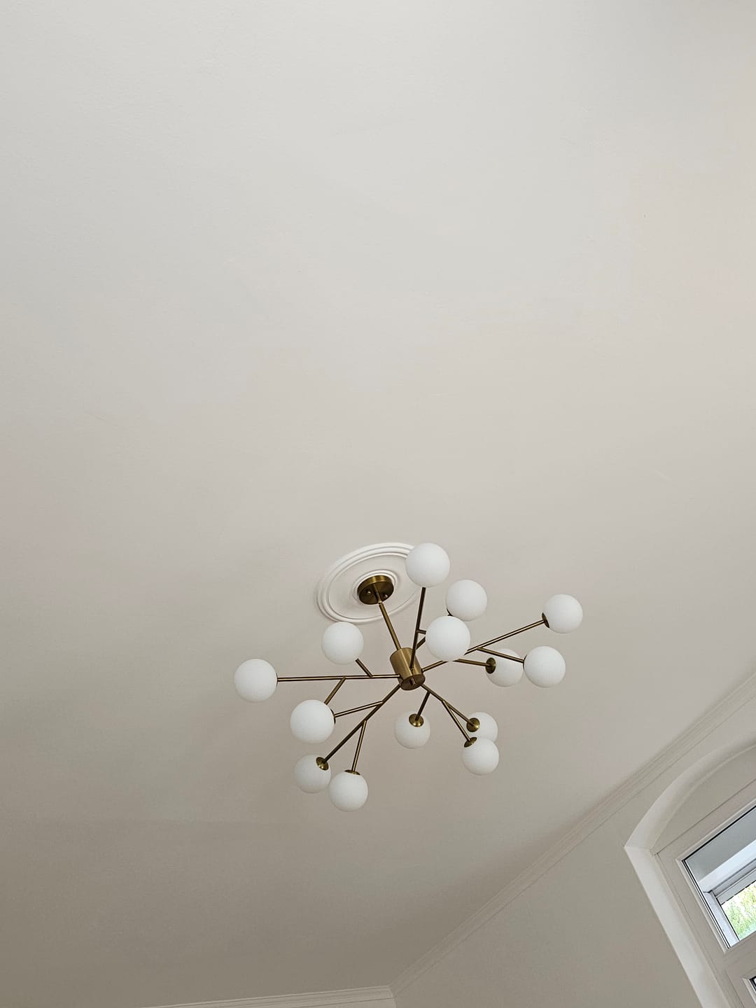 Customer photo review of 15-Light Modern Sputnik Silhouette Opal Globes Bubble Chandelier