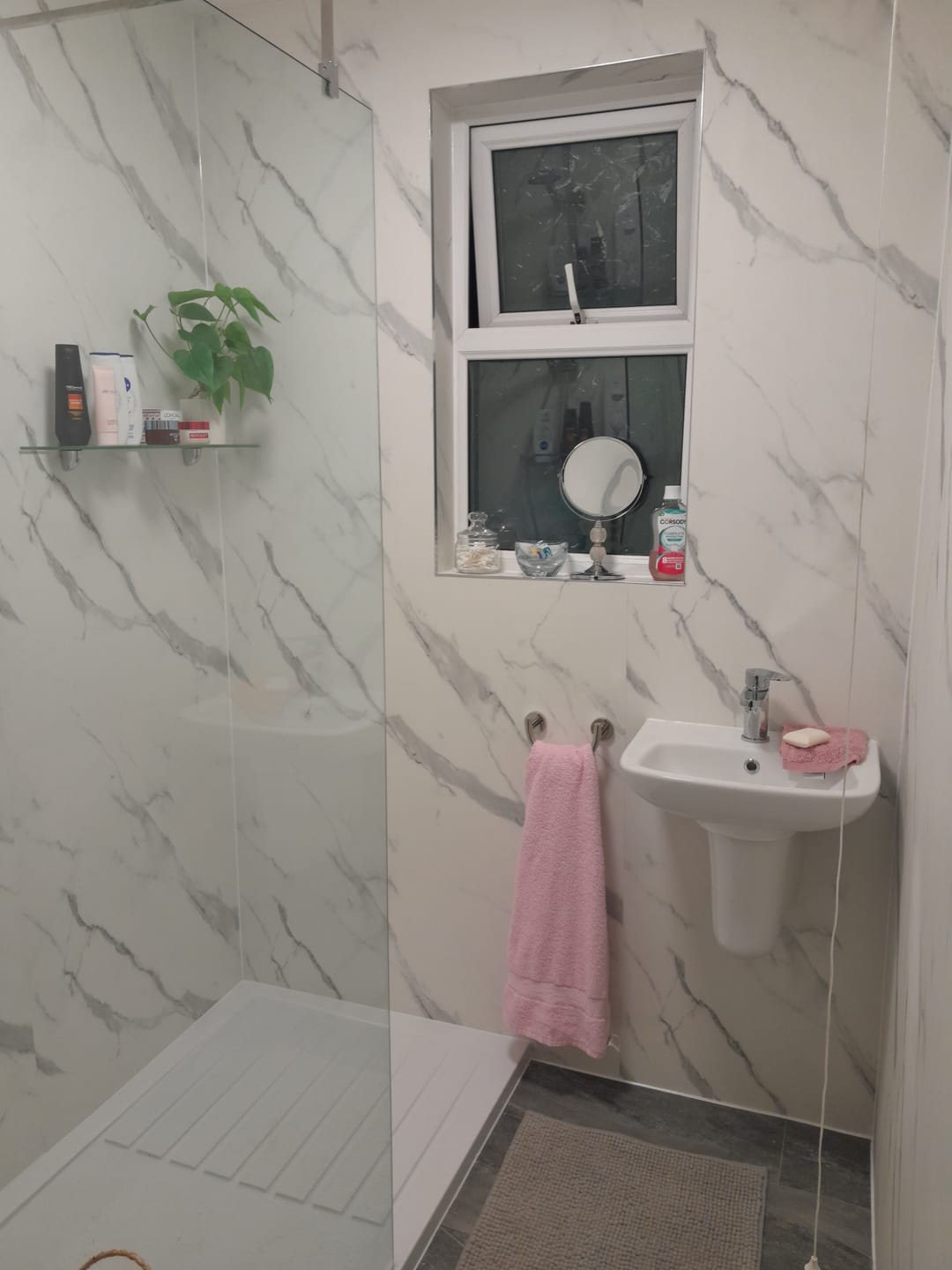 Customer photo review of 10mm Carrara Marble Matt Shower Panel 1M x 2.4M