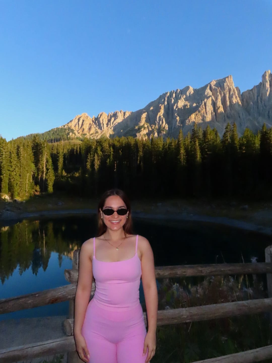 Customer photo review of Eclipse Strappy Top Mid Vest with Built-in Bra Shelf- Glow Pink